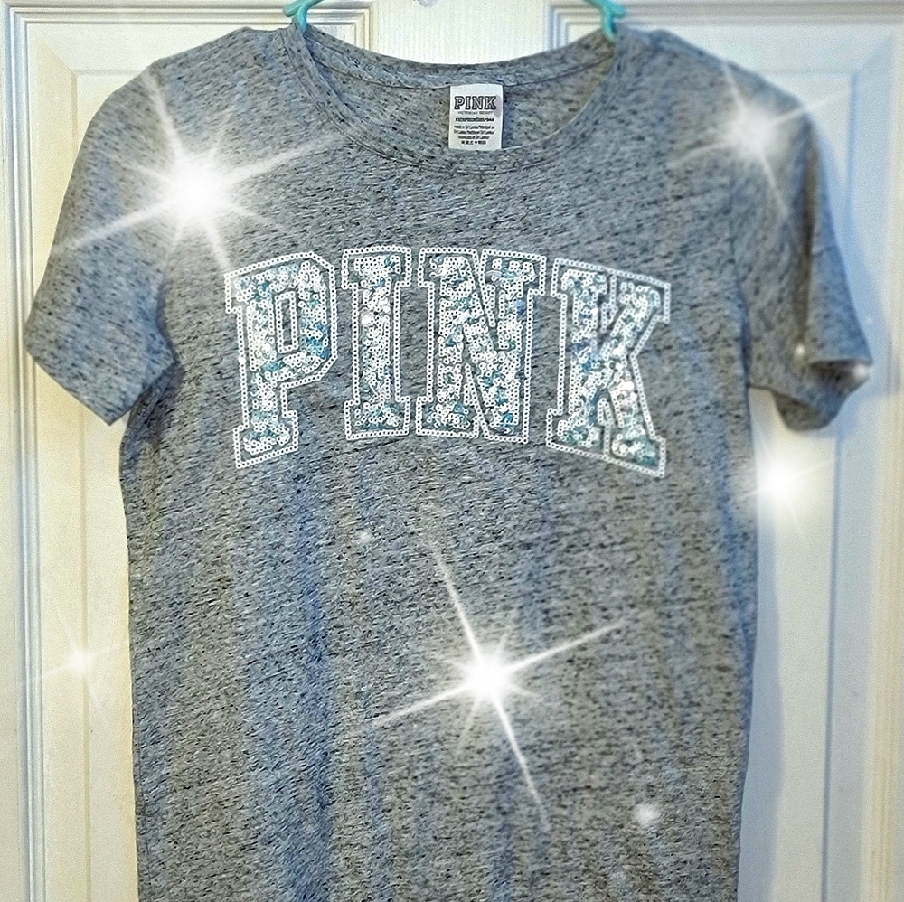 PINK bling tee sz S